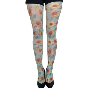 Floral Sunflower Print Women's Hosiery
